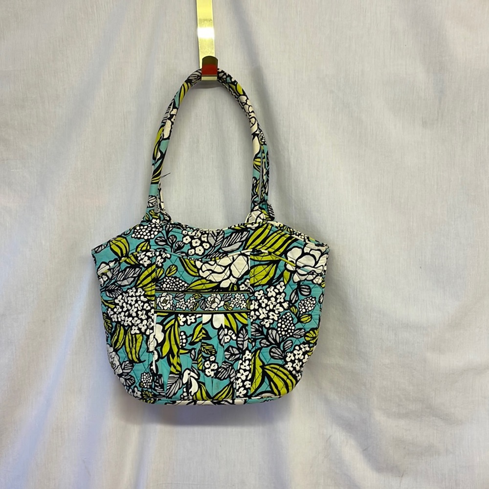 Vera Bradley Floral  Purse Colors Are Sky Blue Lime Green White and Black